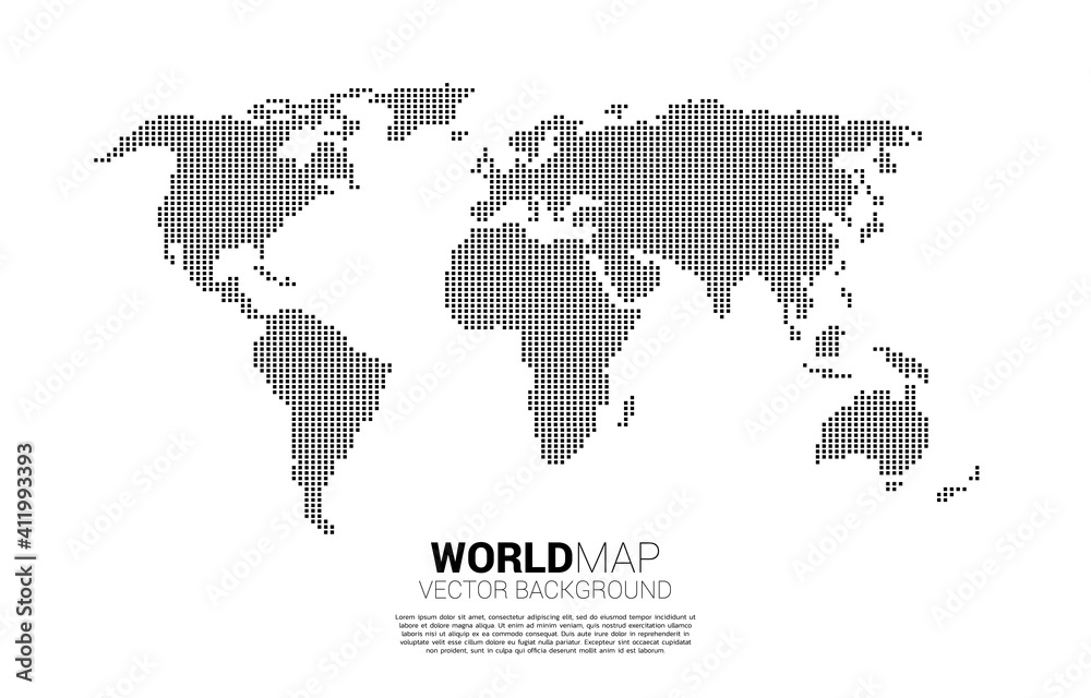 Poster World map from square pixel. concept of global Digital network