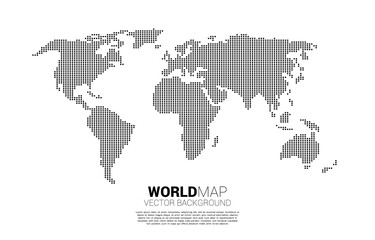 World map from square pixel. concept of global Digital network