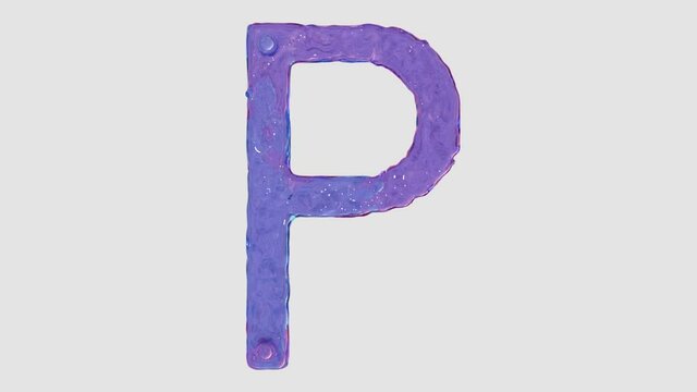 Liquid alphabet: letter P made from pink and blue HD animated liquid flows