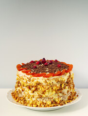 handmade round cake on dish