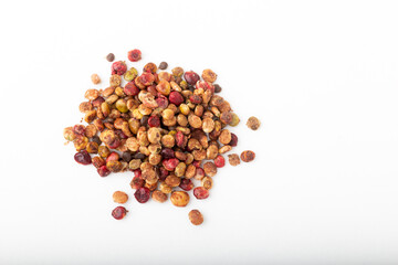 Ground Sumac Powder Spice isolated on white background.