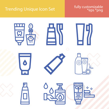 Simple set of idem related lineal icons.