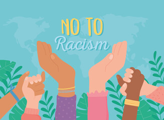 black lives, diverse hands raised no to racism