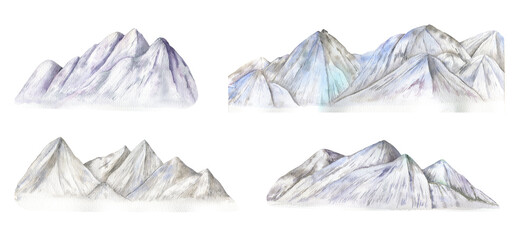 Mountain watercolor illustration isolated on white background