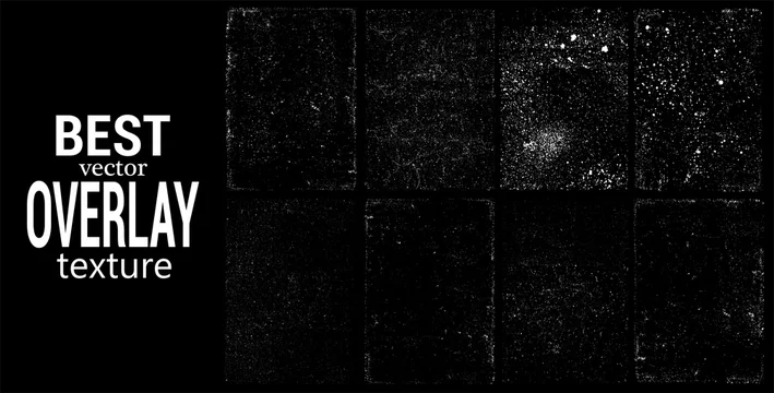 Overlays stamp texture with effect grunge, damage, old, concrete, spray effect and drop ink splashes. Best dirty grainy stamp. Different paint textures with background. Vector collection overlay