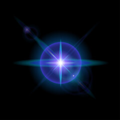 Realistic Lens Flare Elements Collection. Light Effect Transparent Design. Vector illustration