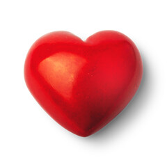 Red stone heart on white background. Path included.