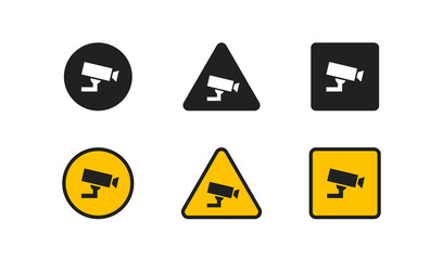 CCTV icon set. Security camera illustration symbol. Safety video sign, warning concept in vector flat