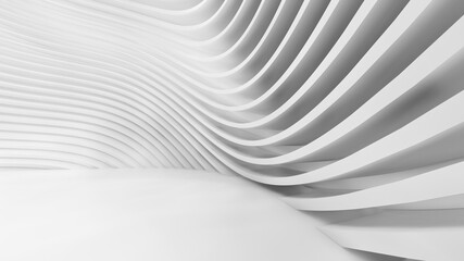 Abstract Curved Shapes. White Circular Background.