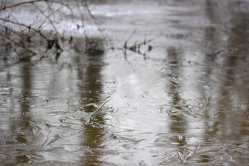 ice structure on the river surface