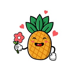 cute pineapple cartoon mascot character
