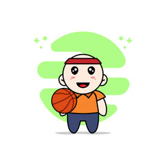 Obraz na płótnie Canvas Cute courier character holding a basket ball.