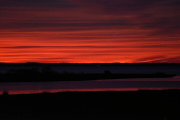 sunset over the river