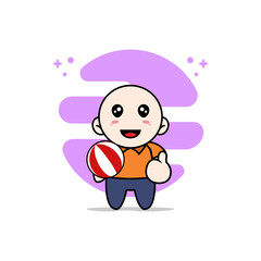 Cute courier character holding a ball.