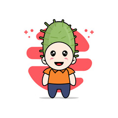 Cute courier character wearing cactus costume.