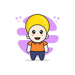 Cute courier character wearing lemon costume.