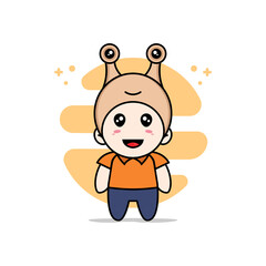 Cute courier character wearing snail costume.