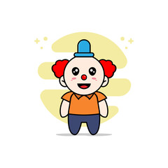 Cute courier character wearing clown costume
