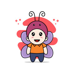 Cute courier character wearing butterfly costume.