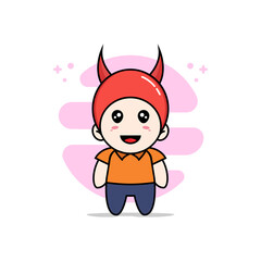 Cute courier character wearing devil costume.