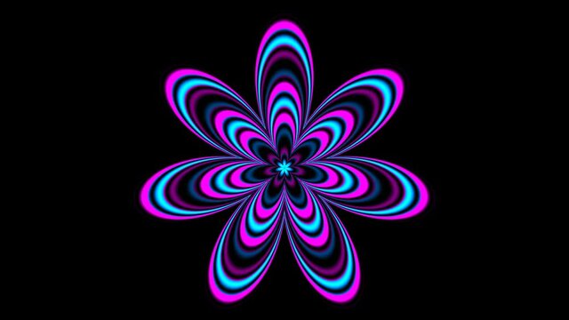 Psychedelic flower shape over black