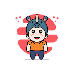 Cute courier character wearing rhino costume.