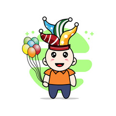 Obraz na płótnie Canvas Cute courier character wearing birthday costume.