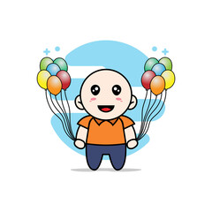 Cute courier character holding a balloon.