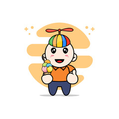 Cute courier character holding a ice cream.