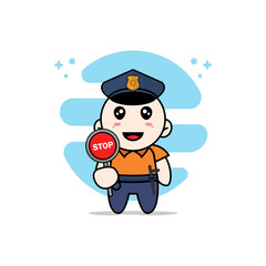 Cute courier character wearing police costume.