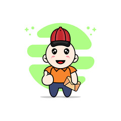 Obraz na płótnie Canvas Cute courier character wearing postman costume.