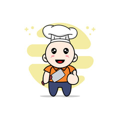 Cute courier character wearing chef costume.