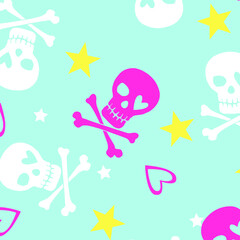 Skull Seamless Repeat Pattern Wallpaper, t-shirt, brand, apparel, background, label, cover