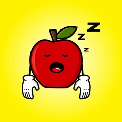 cute red apple cartoon mascot character