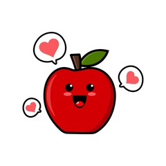 cute red apple cartoon mascot character