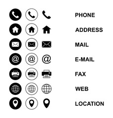 Web icon set. Business card contact information icon. Contact us icon set
