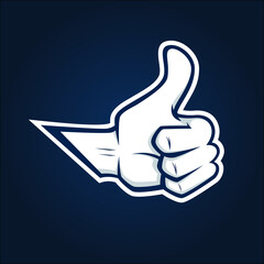 Thumb Up Sign E-sport Logo Vector Illustration.