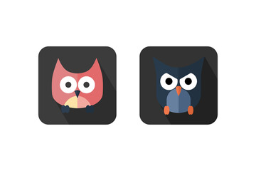 Owl Flat Design Icon Vector Illustration