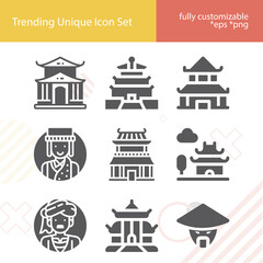 Simple set of tibet related filled icons.