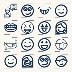 Simple set of grin related lineal icons.