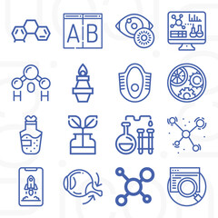 16 pack of laboratory  lineal web icons set