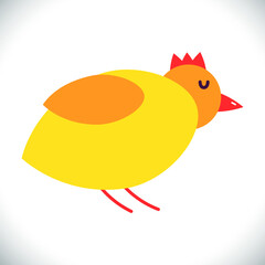 Chicken, hen, orange and yellow, pastel colors. Cartoon bird character cute kawaii. Single flat icon on white background. Easter symbol flat vector illustration