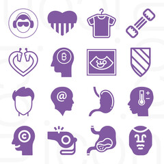 16 pack of abdomen  filled web icons set