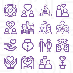 16 pack of rapport  lineal web icons set