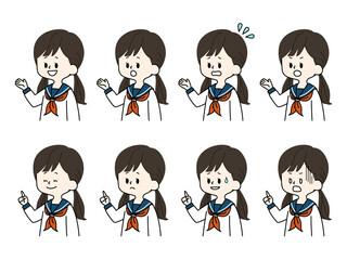 女子学生の表情セット