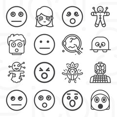 16 pack of startled  lineal web icons set