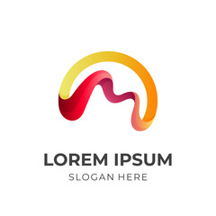 Letter M logo with 3d colorful design vector, modern logo illustration