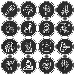 16 pack of maternal  lineal web icons set