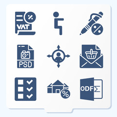 Simple set of 9 icons related to extend