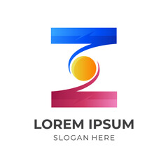 letter Z logo template with 3d colorful style